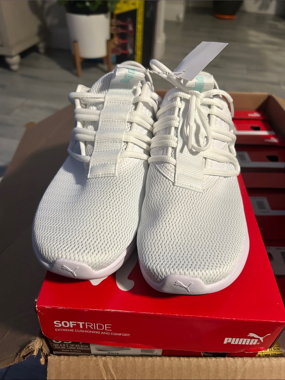 Puma White Mesh Athletic Sneakers